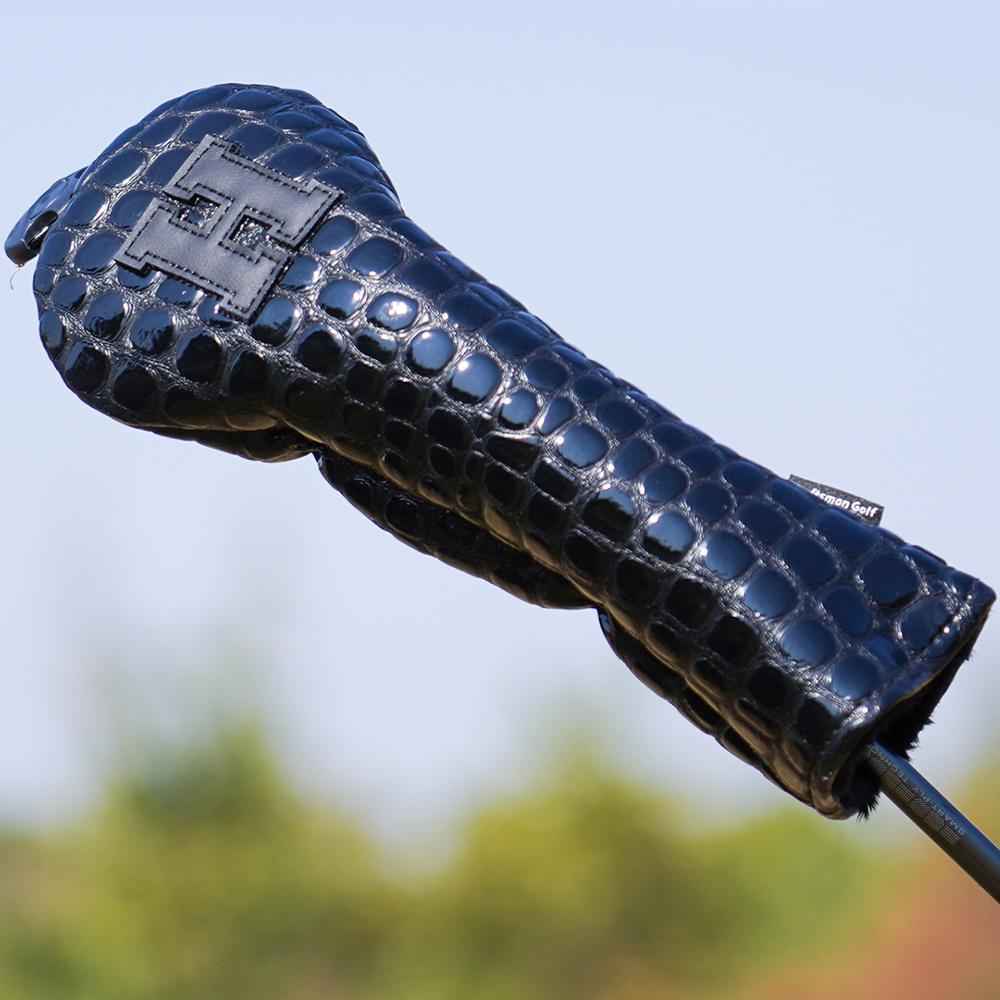 Bright Black Crocodile Driver Wood Golf Head Cover Set