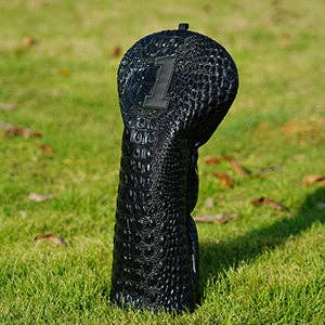 Bright Black Crocodile Driver Wood Golf Head Cover Set