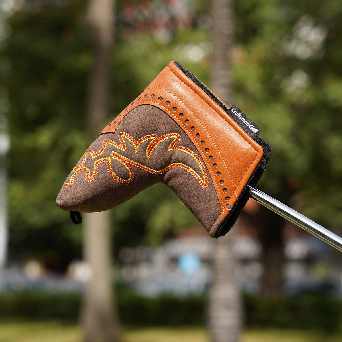 Brown Cowboy Boots Driver Wood Putter Golf Head Cover Set