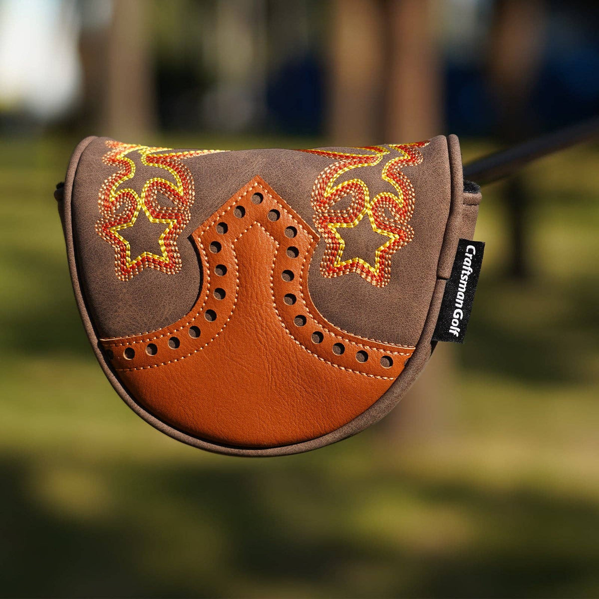 Brown Cowboy Boots Driver Wood Putter Golf Head Cover Set