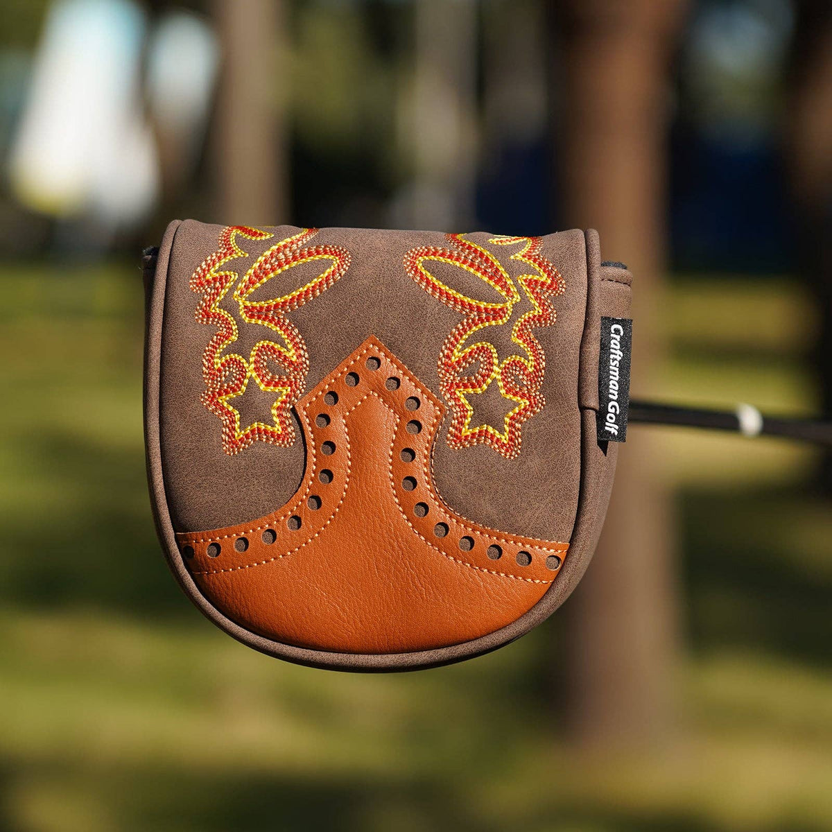 Brown Cowboy Boots Driver Wood Putter Golf Head Cover Set