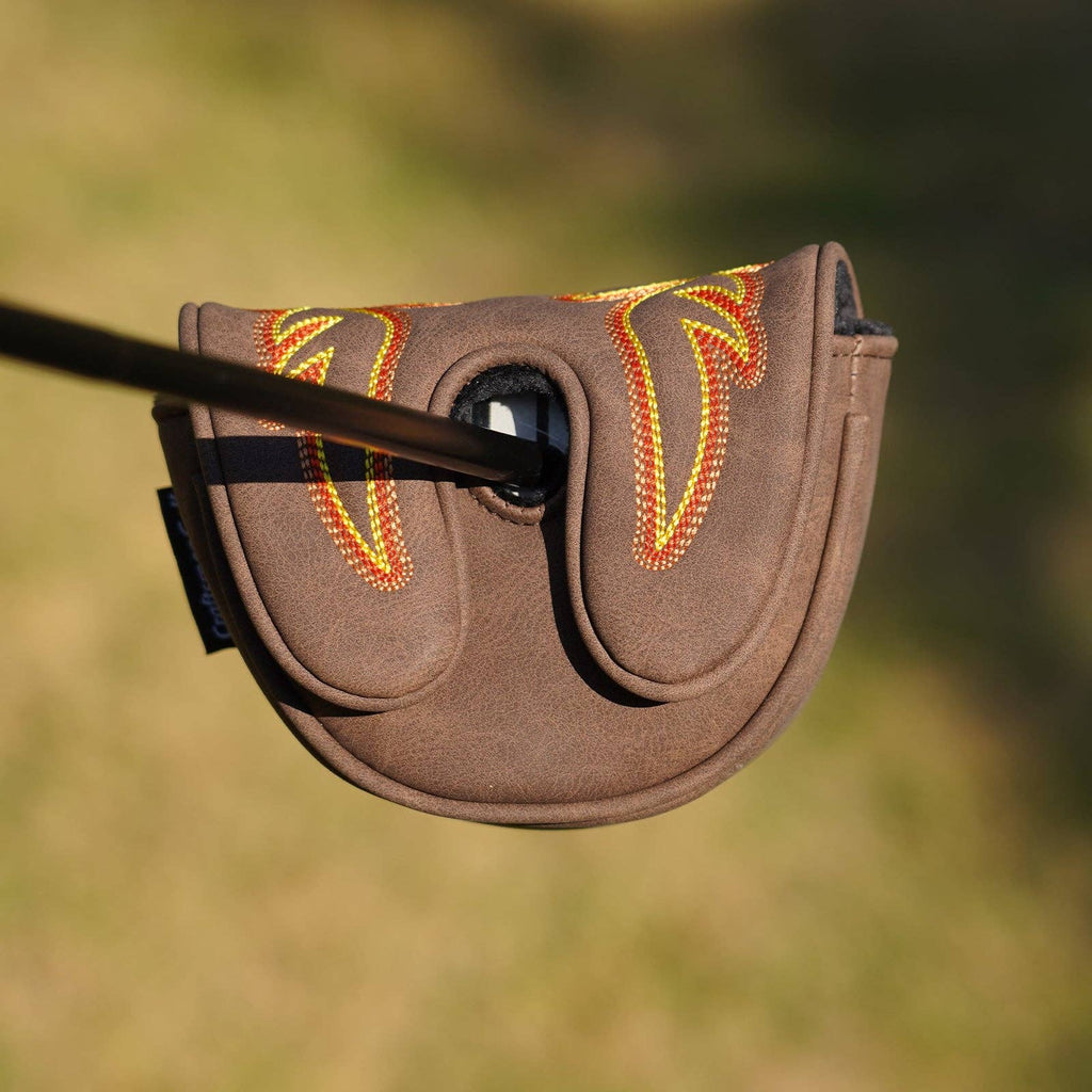 Brown Cowboy Boots Driver Wood Putter Golf Head Cover Set