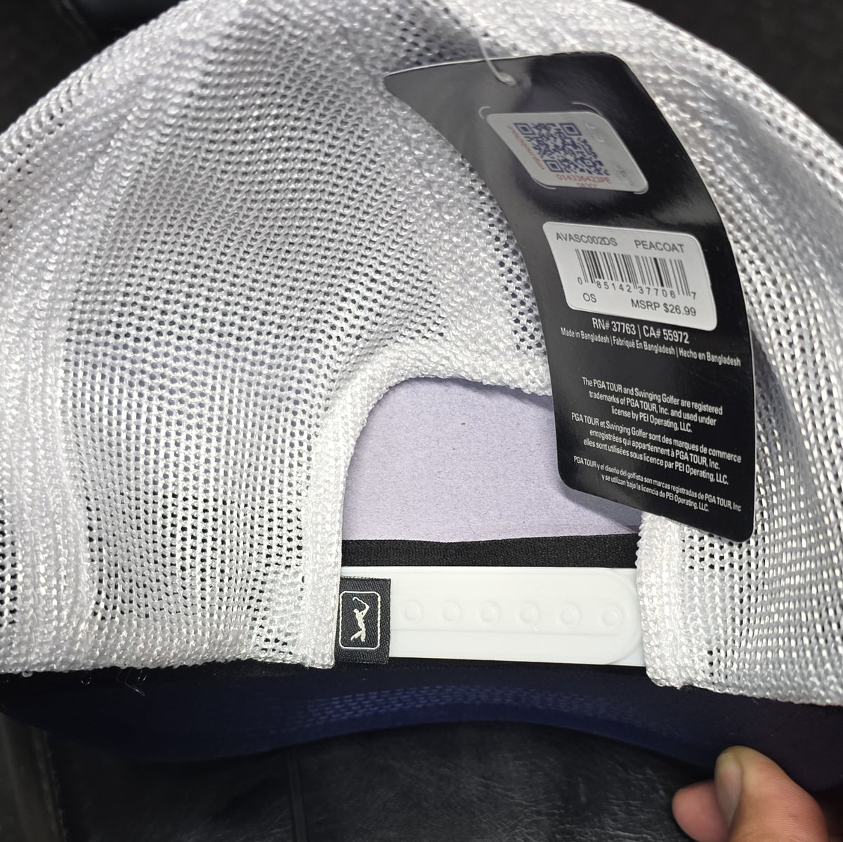 PGA TOUR Blue/White Mesh Snapback Hat Cap One Size Golf Officially Licensed