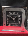 Cartier Santos Motif Crystal Desk Clock Paperweight