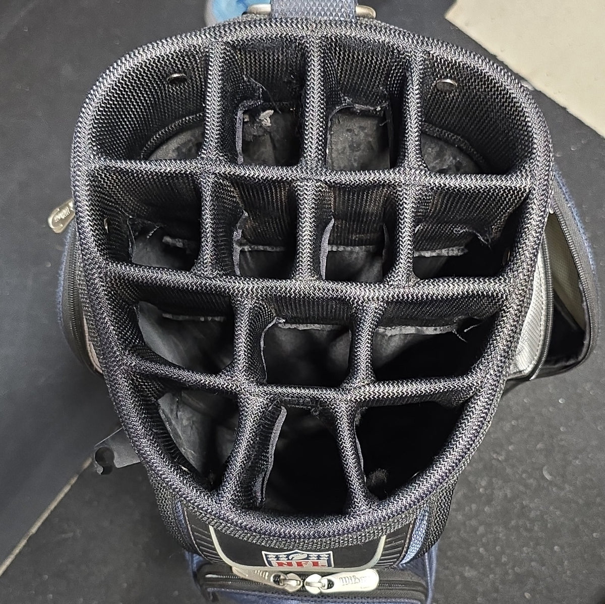 Wilson New England Patriots Cart Golf Bag 14-Way Divider Blue/Gray/Black