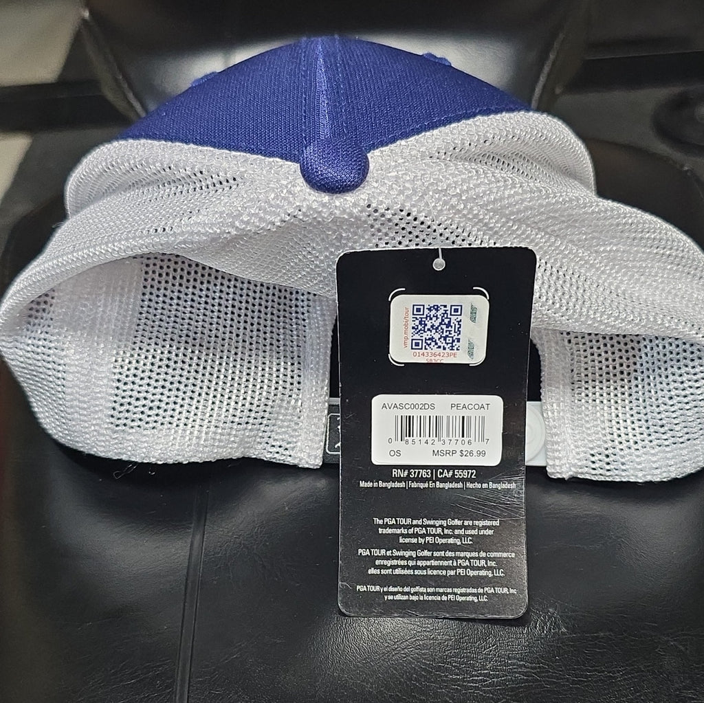 PGA TOUR Blue/White Mesh Snapback Hat Cap One Size Golf Officially Licensed